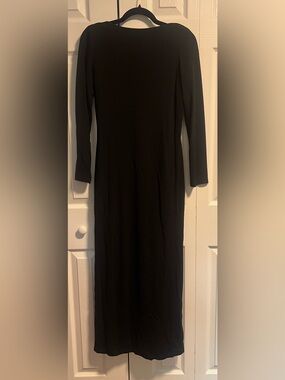 Classic Black Long Sleeve Maxi Dress With Cowl Back